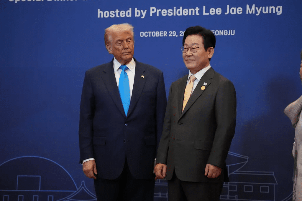 Trump during dinner with President Lee Jae-myung in Gyeongju. Source: nypost.com